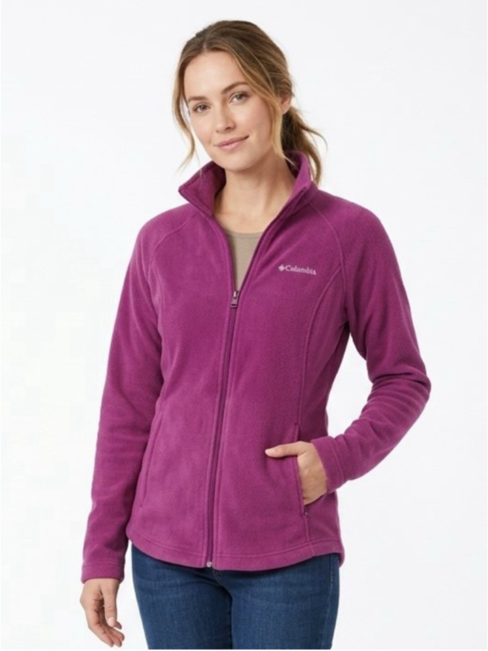 Columbia Benton Springs Full Zip Fleece Jacket Magenta Purple Women's Med 821